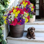 Artificial Flowers Outdoor Shrubs - 16 Bundles Fake Plants UV Resistant No Fade Faux Plastic Greenery Home Garden Porch Patio Decoration (1, Multi16-2)