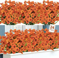 Ouddy Decor 24 Bundles Artificial Fall Flowers for Outdoors Fake Mums Fall Silk Flowers UV Resistant Faux Plastic Plants for Indoor Outdoor Vase Box Garden Porch Window Box Home Autumn Decor, Orange