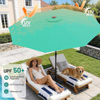 AreShark 9 FT Patio Umbrella for Outdoor, Outdoor Table Umbrella with Push Button Tilt and Crank, Outdoor Patio Umbrellas with 8 Sturdy Ribs for Market, Garden, Pool (Peacock Blue)