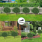 Grooy Artificial Cypress Topiary Tree with Ground Spike, Set of 2 Artificial Shrub Bushes, Fake Evergreen Tree for Porch, Artificial Plants for Outdoor Planters Indoor UV Resistant