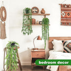 Der Rose 4Pcs Fake Plants Hanging Artificial Ivy Vine Faux Eucalyptus Hanging Plants, Boston Fern, String of Pearls for Living Room Aesthetic Bedroom Boho Kitche Wall Shelf Indoor Outdoor Decor