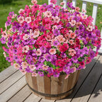 Alupssuc 24 Bundles Artificial Flowers for Outdoors Decoration, UV Resistant Silk Faux Daisy Flora Spring Fake Plastic Plants Greenery for Outside Indoor Yard Home Porch Window Box Decor(3 Colors)