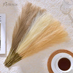 50pcs Pampas Grass 17in, Faux Pompas Grass Home Decor, Artificial Pampas Fake Flowers Fluffy Vase Filler Home Wedding Party Decoration (Sand Beige Light Brown)