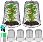 6 Packs 13.4"x12" Garden Cloches for Plants, Plant Protectors from Animals,Plant Cages for Outdoor Plants,Plant Covers from Animals,Chicken Wire Cloche with Stakes+Labels+Gloves for Protect Plants