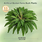 40" Artificial Boston Ferns Bush Plants, Set of 2, Large Faux Ferns Hanging Decor with 53 Fronds, Fake Vines Indoor Or Outdoors Planter for Home and Office Decor