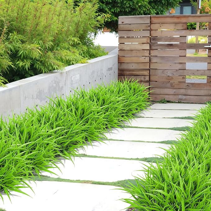 16 Pcs Artificial Plants Outdoor Fake Grass Faux Greenery Stems UV Resistant Plastic Plants Shrubs for Planters Patio Garden Front Porch Pathway Spring Summer Home Decor, Green