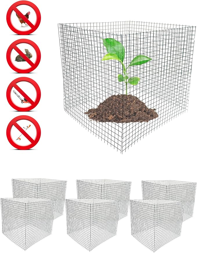 6 New Small Wire Plant Protectors, 12" Square, 12" high (Vinyl Coated Rust Resistant Wire)