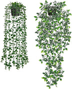 Der Rose 2 Pack Fake Hanging Plants Artificial Potted Plants Indoor and Outdoor for Office Living Room Bathroom Wall Shelf Decor