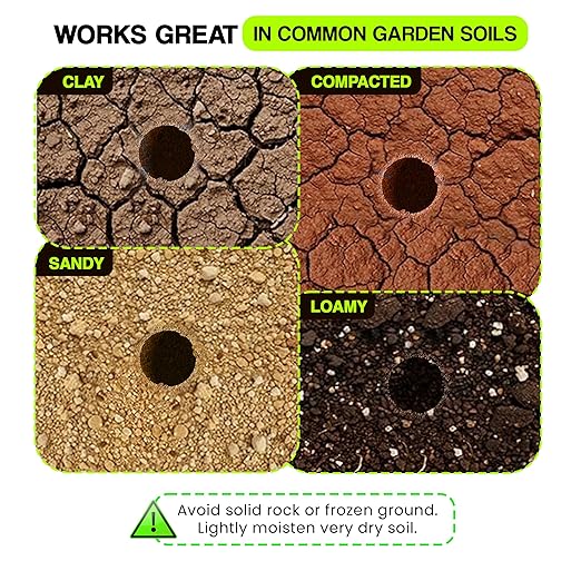 Auger Drill Bit for Planting with Gloves (4 x 12 Inch) - Heavy Duty Garden Spiral and Bulb Planter Tool for Digging Holes - Compatible with 3/8 Inch Hex Drive