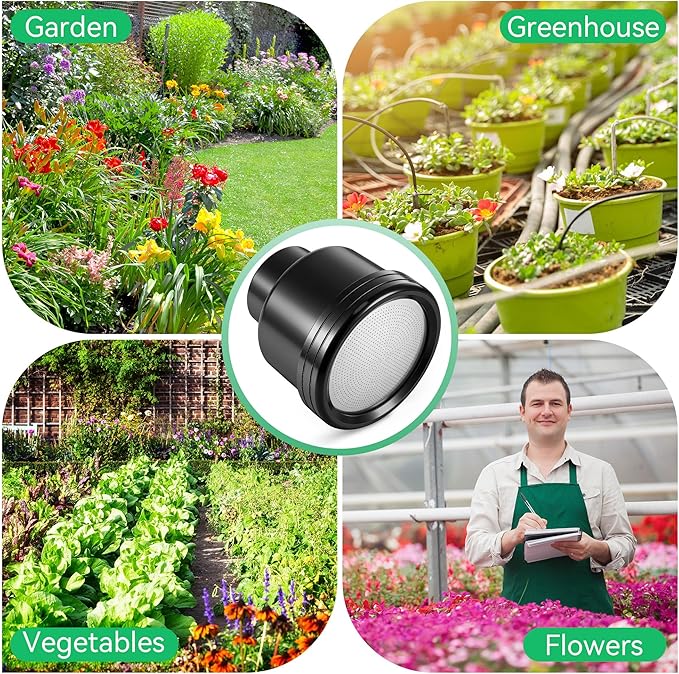 Dreyoo 1 Pack Water Nozzle with 3000 Tiny Holes, 3/4'' Aluminium Alloy Garden Hose Shower Head with PTFE Thread Seal Tape for Outdoor Watering Flowers, Plants, Greenhouse, Nurseryman (2.36'',Black)