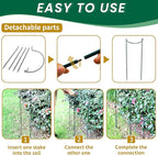 6-Pack Garden Plant Support Cages,14"Diax32"H Heavy Duty Interlinked Half Round Peony Support Rings,Metal Plant Support Stakes for Peony,Tomato,Hydrangea,Rose,Indoor & Outdoor Garden Plant Supports
