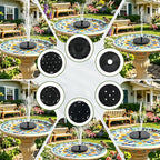 Solar Water Fountain for Bird Bath Solar Pump for Fountain New Upgraded Mini Solar Powered Fountain Pump 1.4W with 6 Nozzles Free Standing Solar Panel Kit Water Fountain for Garden Outdoor Garden