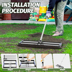 Updated Lawn Leveling Rake 30"x10", Lawn Leveler with Aluminum Rollers, Yard Leveling Rake Stainless Steel with 27-80" Adjustable Handle, Heavy-Duty Ground Leveler Suit for Garden, Golf Lawn, Farm