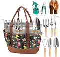 10-Piece Garden Tool Set with Reinforced Organizer Handbag, Heavy-Duty Stainless Steel Gardening Tools with Premium Ergonomic Wood Handles, Professional Rust-Proof Gardening Gift Set for Women, Mother