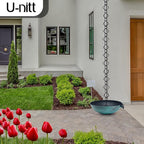 U-nitt 12" Spill Bowl Downspout Catch Basin for Rain Chain Anchoring & Stake | Rainwater Collection for Roof |Gutter Catch Basin | Good for Water Fountain & Birdbath | Black | Handles Heavy Rain