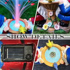 Gnome Statue Solar Garden Decor with LED Lights, Resin Gnomes Figurine and Colour Changing Optical Fiber Solar Light,Outdoor Decorations for Balcony, Patio, Yard, Lawn, Gifts for Women