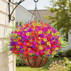 Alupssuc 48 Bundles Artificial Flowers for Outdoors Planters Spring Decoration, UV Resistant Faux Eucalyptus Violet and Lavender Silk Fake Plants for Outside Indoor Decor, Mix 5 Colors