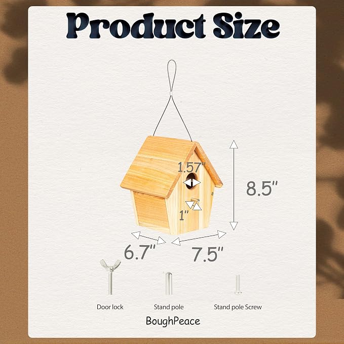 Wooden Bird Houses for Outside Hanging Birdhouses Nest Bluebird House for Cardinals Finch Wren Swallow for Garden Viewing 2