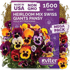 KVITER 1600 Swiss Giants Pansy Seeds For Planting (Viola wittrockiana) – Mixed Colors Seed Packets Viola Edible Blooms – Perennial Flower Seeds to Plant Outside Garden Seed Mix, Containers Flower Beds