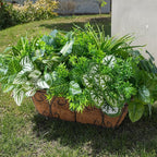 Artificial 20pcs Bunches Greenery Plants Fake Plastic Leaves with Stems UV Resistant Outside Faux Plants Bushes for Outdoor Patio Garden Front Porch Yard Decor