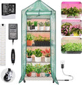 DazSpirit 4-Tier Indoor Mini Greenhouse with Grow Lights, 32W Full Spectrum Plant Light with Timer, Adjustable Metal Shelves, 69.6"x22"x18.5" Portable Plant Stand for Seed Starting & Indoor Plants