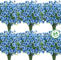 24 Bundles Artificial Flowers for Outdoors Fake Silk Flowers UV Resistant Faux Plants Eucalyptus for Spring Summer Decoration Planters Table Vase Garden Yard Porch Window Home Decor, Blue