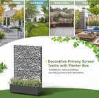 Casaphoria Metal Raised Garden Bed with Trellis and Wheels, 72"x47"x16" Planter Box for Climbing Plants, Vegetables & Vines, Features Drainage Holes and Privacy Screen (Black-Spring)