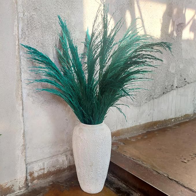 Pampas Grass Decor Tall,Long Pampas, Large Pompas Floral, Elegant Feather Flowers for Wedding Decorations, Living Room Decor (Natural Teal, 6pcs 43.3"(110cm))