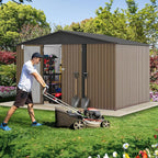 DWVO 10'x8' Large Metal Outdoor Storage Shed, Heavy Duty Tool Storage Sheds for Backyard Patio Lawn - Ideal for Bicycles, Garden Tools, and Lawn Equipment, Easy-to-Assemble, Brown
