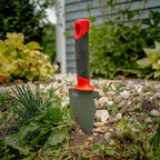 Root Slayer 16011 Garden Trowel with Serrated Blade for Digging and Root Cutting, Heavy Duty Steel Hand Tool, Red
