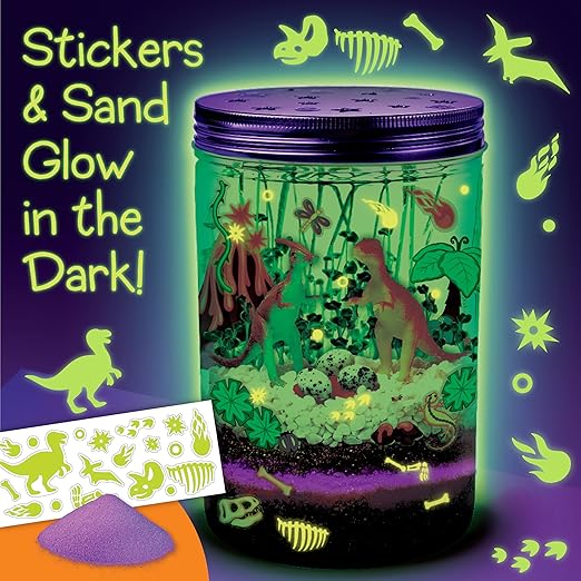 Creativity for Kids Grow N Glow Dinosaur Terrarium Kit | Create, Plant & Grow a DIY Terrarium Kit with Glow-in-the-Dark Stickers & Dino Toys | Spring Crafts & STEM Kit (Ages 6+)