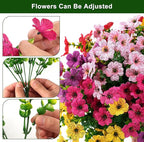 Artificial Flowers for Outdoor Fake Plants for Spring Decoration,Faux Eucalyptus Flowers for Planter UV Resistant Lifelike for Home Porch Garden (White/Pink)