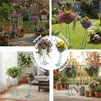 J-Fly Peacock Metal Plant Stand 2 Sets Flower Pots Holders, Planters for Outdoor Indoor Plants with Coconut Pots, Front Porch Garden Balcony Patio Decor for Plant, Valentine Decoration Gifts
