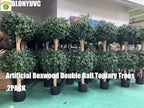 4Ft Artificial Boxwood Double Ball Topiary Trees,2PACK Faux Topiaries Tree Store Garden Indoor&Outdoor for Porch Home Decor