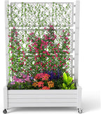 EasyUp Raised Garden Bed with Trellis for Climbing Plants,Outdoor Herb Garden Planter with Drainage Plug and Gauge,Durable Dust-Proof Resin for Garden, Patio, Balcony, and Backyard