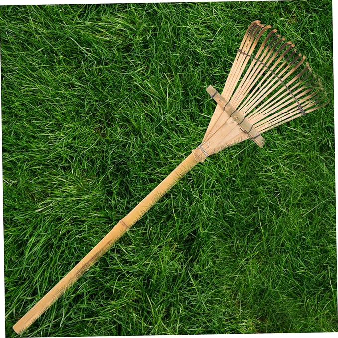 Milisten Gardening Tool Bamboo Rake Wood Handle Small Garden Rake for Loosening Weeding Gardening Tasks