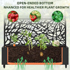 Casaphoria Metal Raised Garden Bed with Trellis and Wheels, 72"x47"x16" Planter Box for Climbing Plants, Vegetables & Vines, Features Drainage Holes and Privacy Screen, Black(Square&Shine)