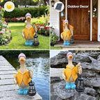 Solar Goose Garden Statue – Outdoor Goose Decor with Solar Light, Resin Solar Garden Statue Waterproof for Porch, Patio, Lawn, Yard – Goose Figurine Gift for Moms, Grandmas, Women Housewarming