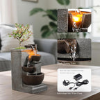 Tolevoit Tabletop Water Fountain Resin Retro Four Cups Vintage Room Decor Lavatory Indoor Decoration Relaxation Waterfall Zen Ambience