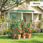 Outsunny 4' x 4' x 6' Crop Cage, Plant Protection Tent with Zippered Doors for Vegetable Garden, Backyard, Dark Green