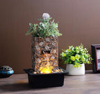 Kalona Tabletop Waterfall Fountain, Zen Fountain for Home Office Decor with LED Lights, Relaxing Indoor Water Feature with Realistic Stone Look for Meditation(23111)