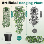 Der Rose 2 Pack Fake Hanging Plants Artificial Potted Plants Indoor and Outdoor for Office Living Room Bathroom Wall Shelf Decor