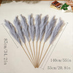 Premium Faux Grey Pampas Grass – 55" Tall Ultra-Fluffy 24-Branch One-Piece Stems No Assembly, Luxury Silk-Feel Feather Flowers for Modern Industrial Minimalist Home Decor (Charcoal, 8 Stems)