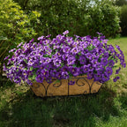 Artificial Flowers for Outdoors Fake Plants Outside Decoration, 20 Bundles Purple Silk Petunia with Eucalyptus UV Resistant Realistic Faux Flowers for Outdoor Planters Garden Balcony Yard Porch Patio