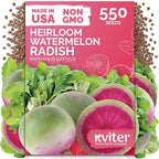 KVITER 550 Watermelon Radish Seeds (Raphanus Sativus) - Red Meat Radish Seed Packets, Mild Sweet Flavor, Heirloom Seed - Annual Vegetable Seeds for Outdoor Garden, Raised Beds, Containers