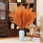 Premium Faux Golden Apricot Pampas Grass – 43.3" Tall Fluffy Warm Decor, 8pcs 18-Branch One-Piece Stems No Assembly, Luxury Silk-Feel Feather Flowers for Boho Modern Decor , Honey Apricot 8 Stems110cm