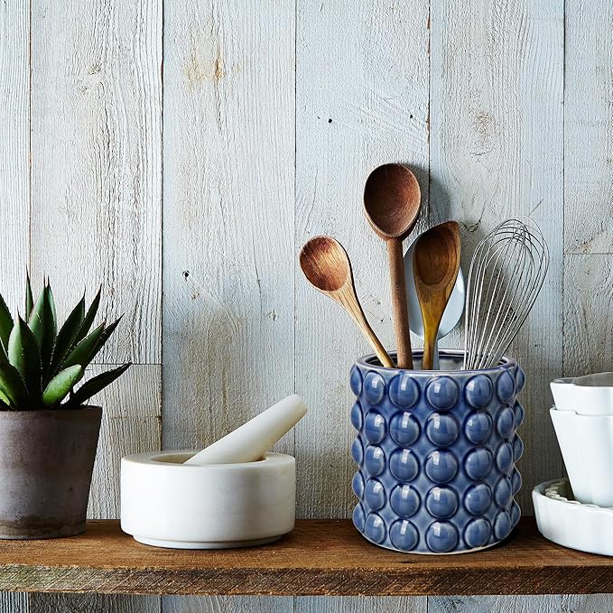 6 Inch Ceramic Planter Pot for Indoor Plants with Drainage Hole Bubble Flower Planter Hobnail Plant Pot Garden Planter Blue Succulent Plant Pot Utensil Holder
