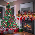 JMEXSUSS 600 LED Christmas String Lights Outdoor, Red White and Green Lights Clear Wire, Christmas Tree Twinkle String Lights Plug in for Tree Xmas Decorations