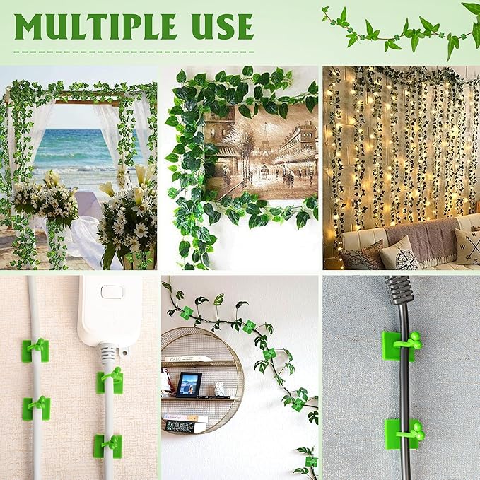 EWPJDK Wall Clips for Climbing Plants 180 PCS, Plant Clips for Climbing Plants, Wall Plant Holder for Vines Plant Clips for Indoor Plants, Vine Wall Clips Plant Hooks for Vines (Green)