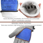 WZQH Leather Work Gloves for Men or Women. Small Glove for Gardening, Tig/Mig Welding, Construction, Chainsaw, Farm, Ranch, etc. Cowhide, Cotton Lined, Utility, Firm Grip, Durable. Blue-Grey S